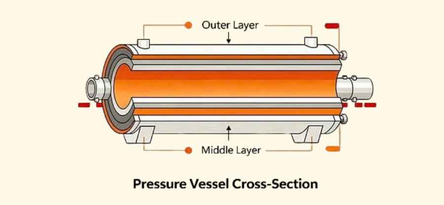 Inspection of Audit of Three Layered Vessel and high thickness (92 mm) single wall vessel